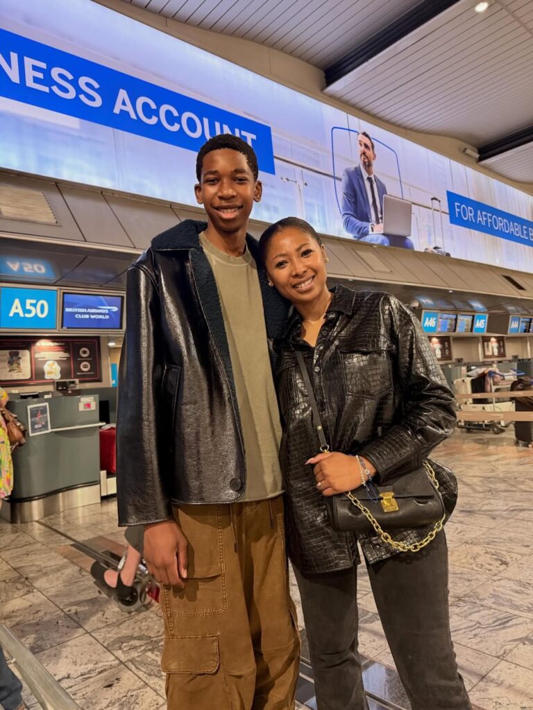 Enhle Mbali with her son