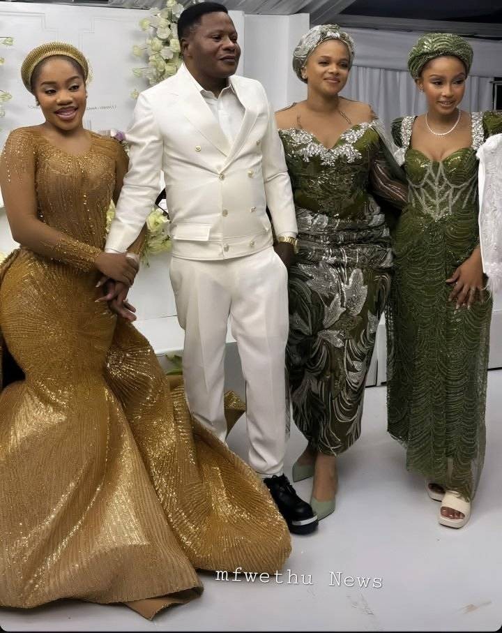 Lucky Somkhanda Gumbi with his three wives; Bayede Cebekhulu Gumbi, Nombuso Malinga Gumbi and Zama-Lwandle