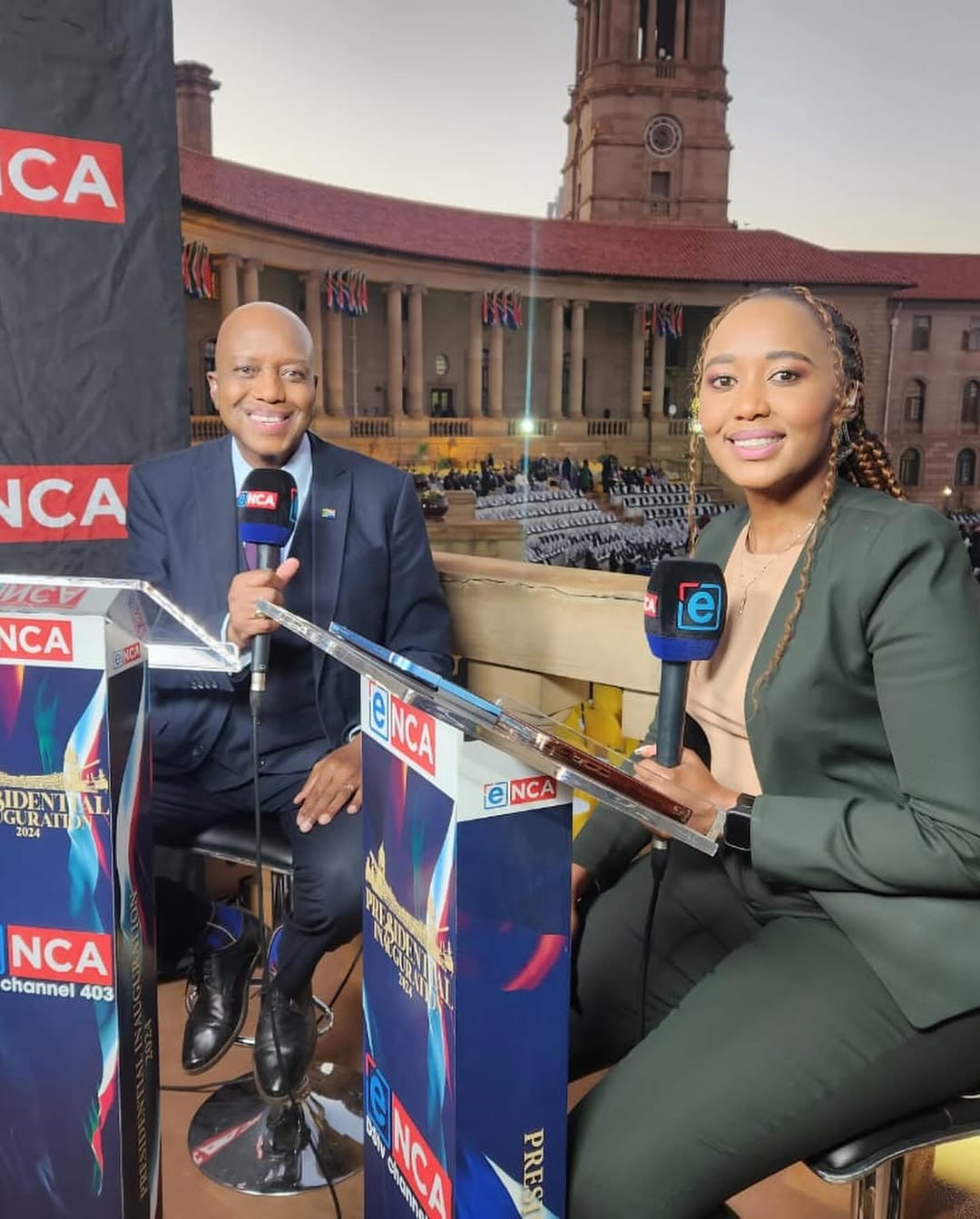 Masego Rahlaga Reporting in Pretoria's Union Building.